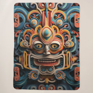 Vivid Vibrant Tribal 3D Paper Art style pattern  Sherpa Blanket