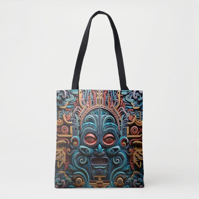 Vivid Vibrant Tribal 3D Paper Art style pattern  Tote Bag (Front)