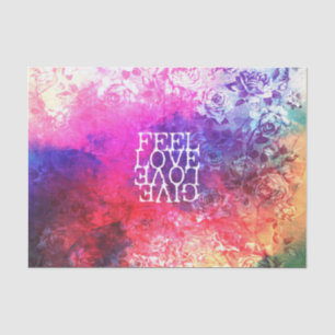 Vivid Vintage Grunge Floral Love Saying Design Tissue Paper
