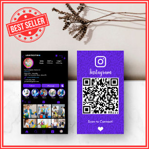 Vivid Violet Housekeeping Instagram QR Business Card