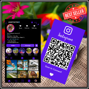 Vivid Violet Realtor Instagram QR Code Business Card