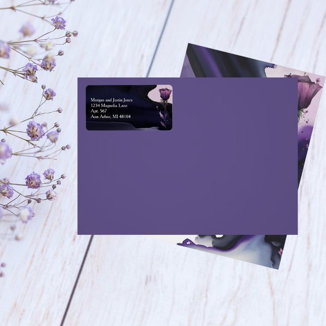 Vivid Violet Rose Return Address Label (Creator Uploaded)