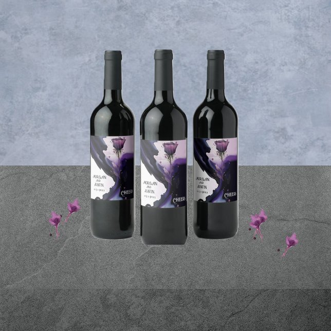 Vivid Violet Wedding Wine Labels (Creator Uploaded)