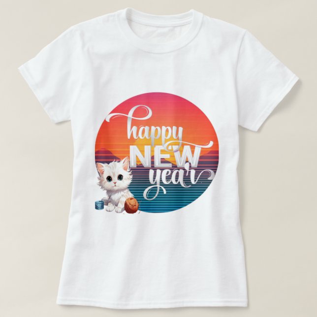 "Vivid Vogue: Happy 2024 New Year Fashion Bliss" T-Shirt (Design Front)