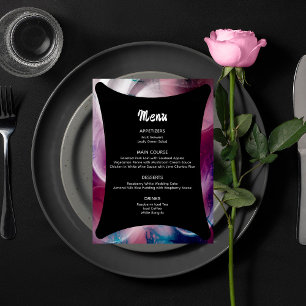 Vivid Watercolor Pink Wedding Menu
