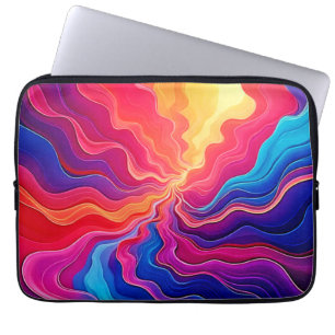 Vivid Waves: Abstract Neon Energy Flow Art Laptop Sleeve