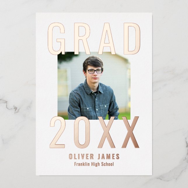 Vivid Year Foil Graduation Announcement Invite (Front)
