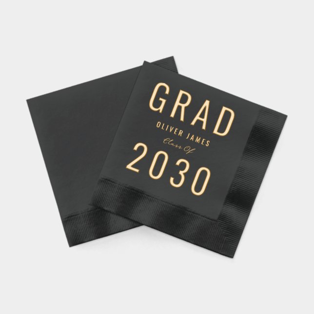 Vivid Year Modern Graduation Party Foil Napkins (Back)