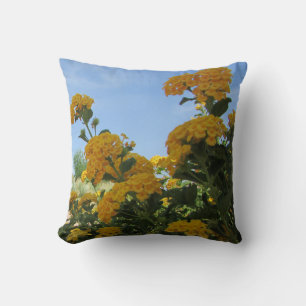 Vivid Yellow Flower Photo Desert Lantana Bloom Cushion