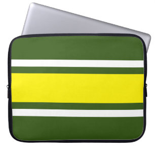 Vivid Yellow White Stripes Bright Pink Background Laptop Sleeve
