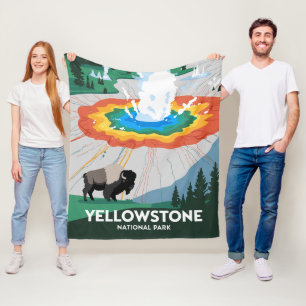 Vivid Yellowstone National Park Fleece Blanket