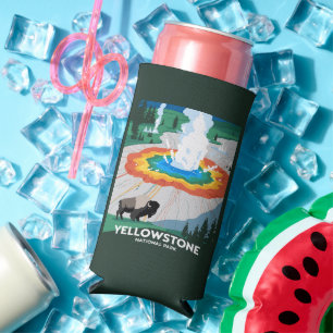 Vivid Yellowstone National Park Seltzer Can Cooler