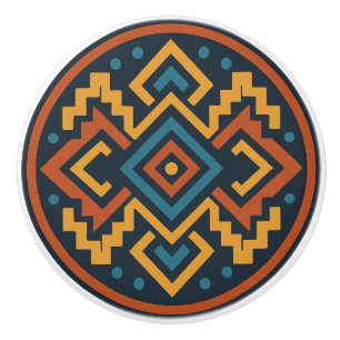 Vivid Zapotec Diamond Geometry Cabinet Knob Pull