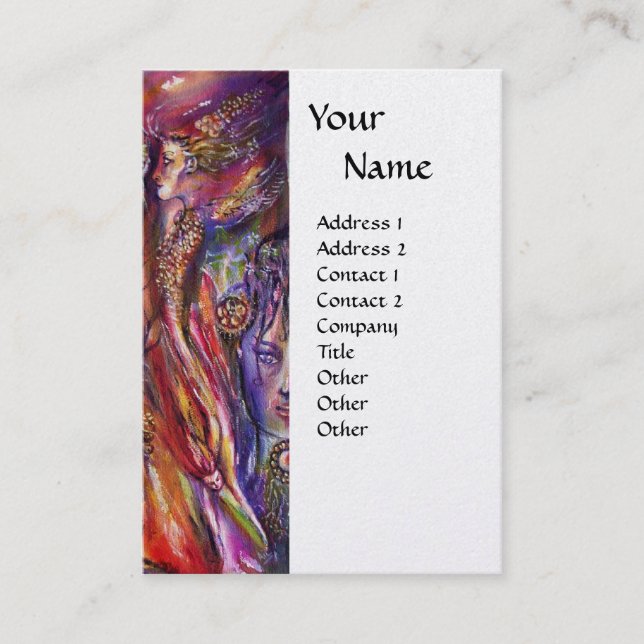 VIVIEN AND MERLIN Pink Purple White Pearl Fantasy Business Card (Front)