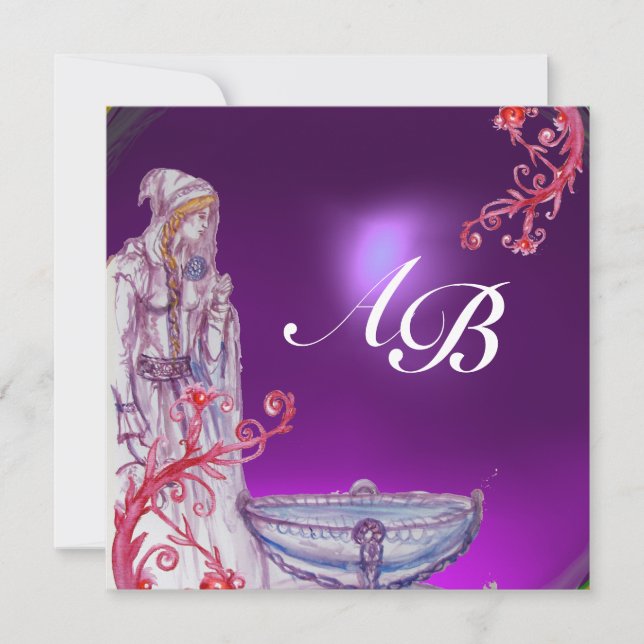 VIVIEN MONOGRAM amethyst purple Invitation (Front)