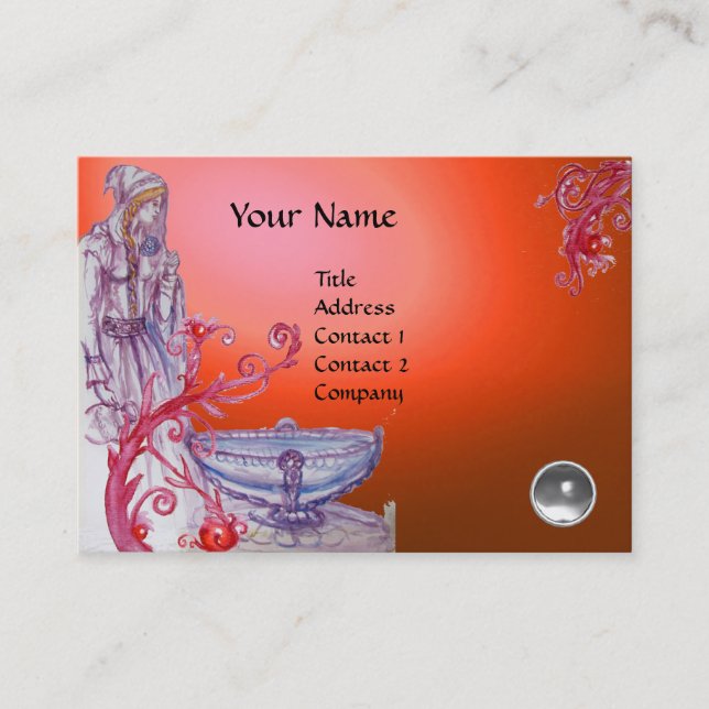VIVIEN MONOGRAM gem orange white Business Card (Front)