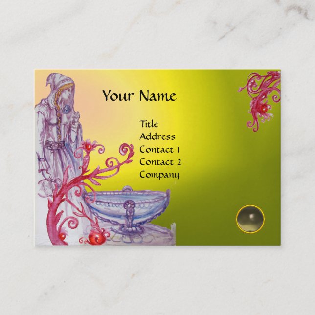 VIVIEN MONOGRAM gem yellow white grey Business Card (Front)