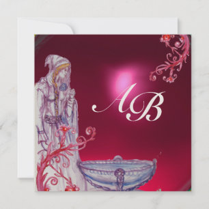 VIVIEN MONOGRAM red ruby gold Invitation