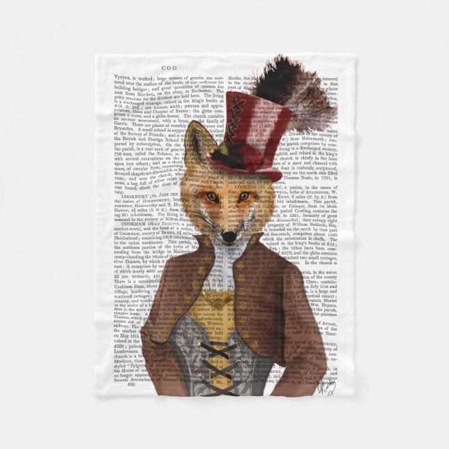 Vivienne Steampunk Fox Fleece Blanket (Front)