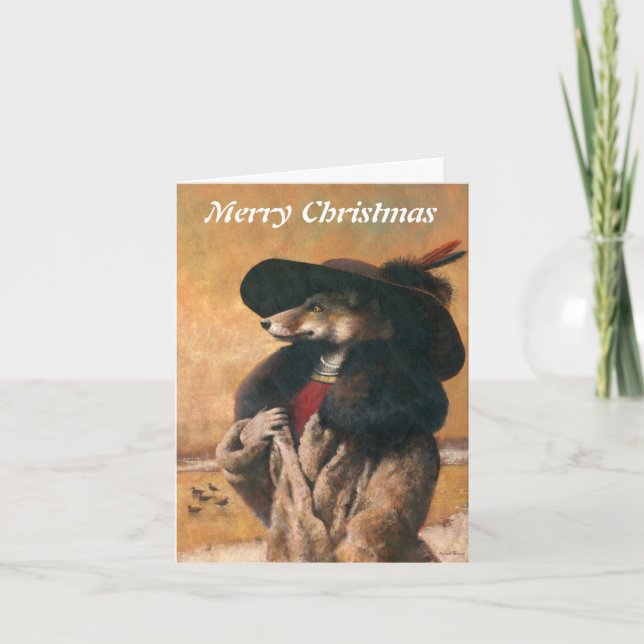 Vixen In Snow Christmas Card (Front)