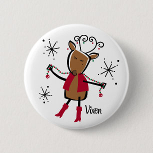 Vixen Reindeer 6 Cm Round Badge
