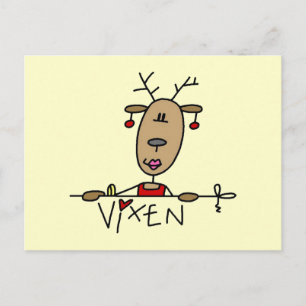Vixen Reindeer Christmas Tshirts and Gifts Holiday Postcard