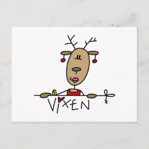 Vixen Reindeer Christmas Tshirts and Gifts Holiday Postcard