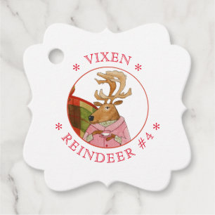 VIXEN REINDEER Fancy Square Favour/Gift Tags