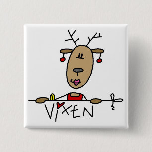 Vixen Reindeer Tshirts and Gifts 15 Cm Square Badge