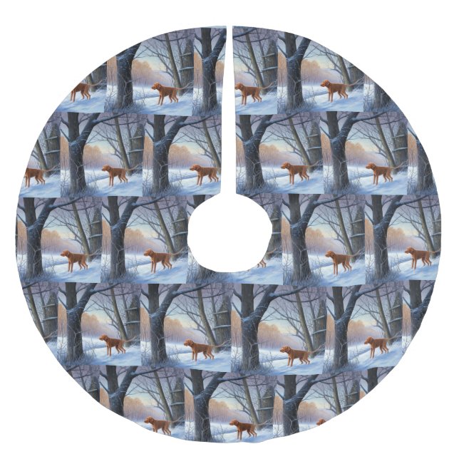 Vizla Let It Snow Christmas  Brushed Polyester Tree Skirt (Front)