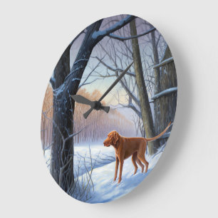 Vizla Let It Snow Christmas  Large Clock