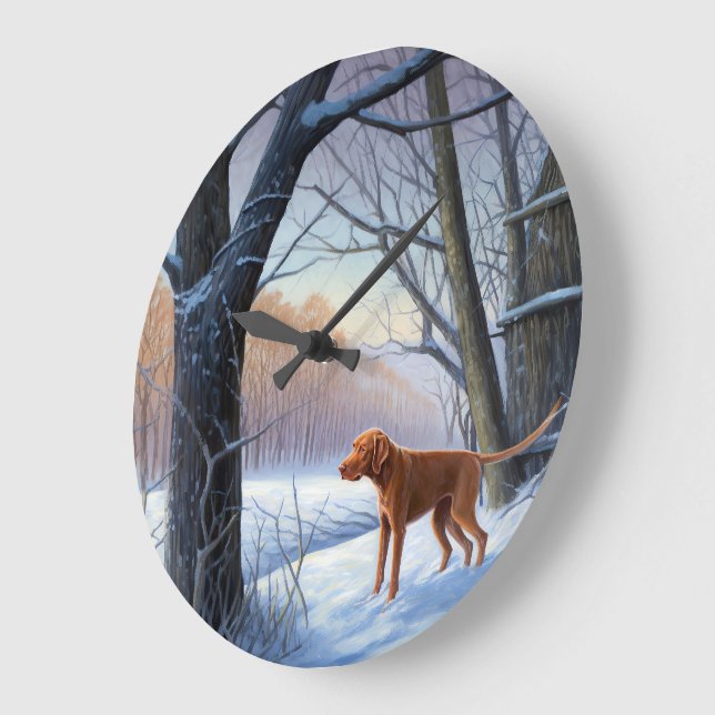 Vizla Let It Snow Christmas  Large Clock (Angle)