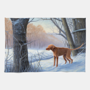 Vizla Let It Snow Christmas  Tea Towel