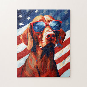 Vizsla 4th of July Independence day Jigsaw Puzzle
