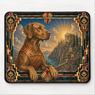 Vizsla, Art Deco Dog Mouse Pad