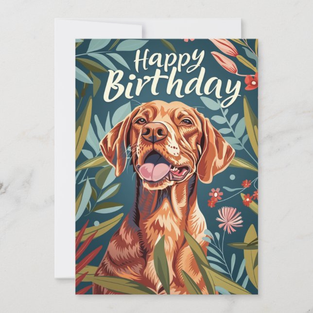 Vizsla Birthday Holiday Card (Front)