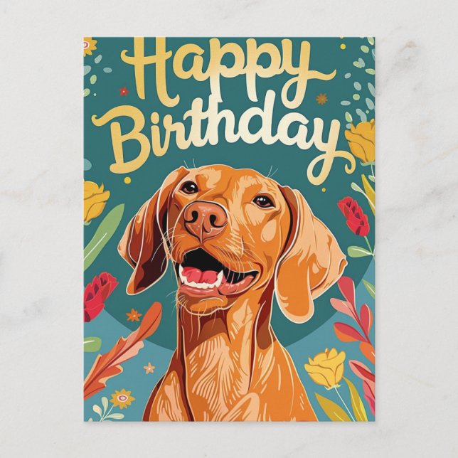 Vizsla Birthday  Postcard (Front)