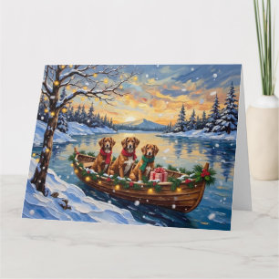 Vizsla Christmas Boat Holiday Card