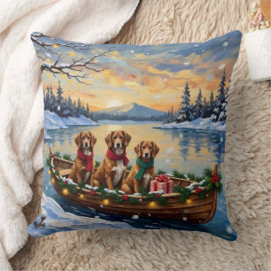 Vizsla Christmas Boat Holiday Cushion