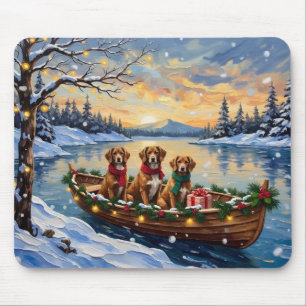 Vizsla Christmas Boat Holiday Mouse Pad