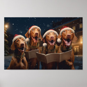 Vizsla Christmas Carol Festive Holiday Poster