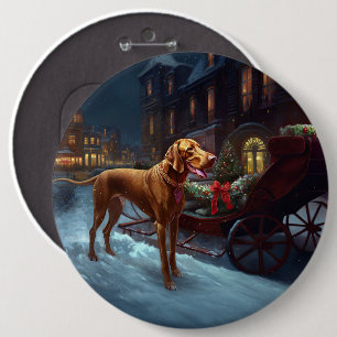 Vizsla Christmas Festive Season  6 Cm Round Badge