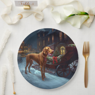Vizsla Christmas Festive Season Paper Plate