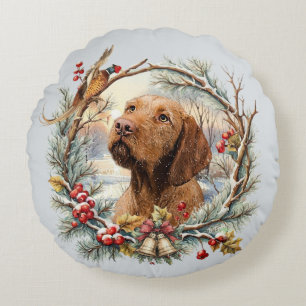 Vizsla Christmas Round Cushion
