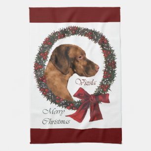 Vizsla Christmas Tea Towel