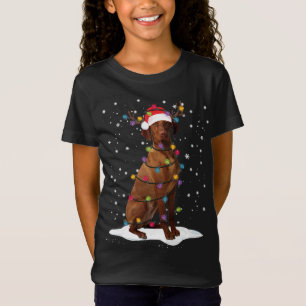 Vizsla Christmas Tree Light Pajama Dog Lover Xmas  T-Shirt