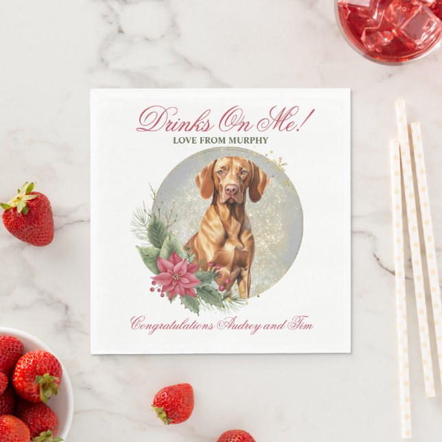  Vizsla Christmas Wedding Napkins With Dogs Photo (Insitu)
