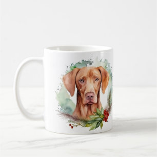 Vizsla Christmas Wreath Festive Pup  Coffee Mug