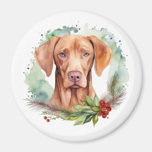 Vizsla Christmas Wreath Festive Pup Magnet