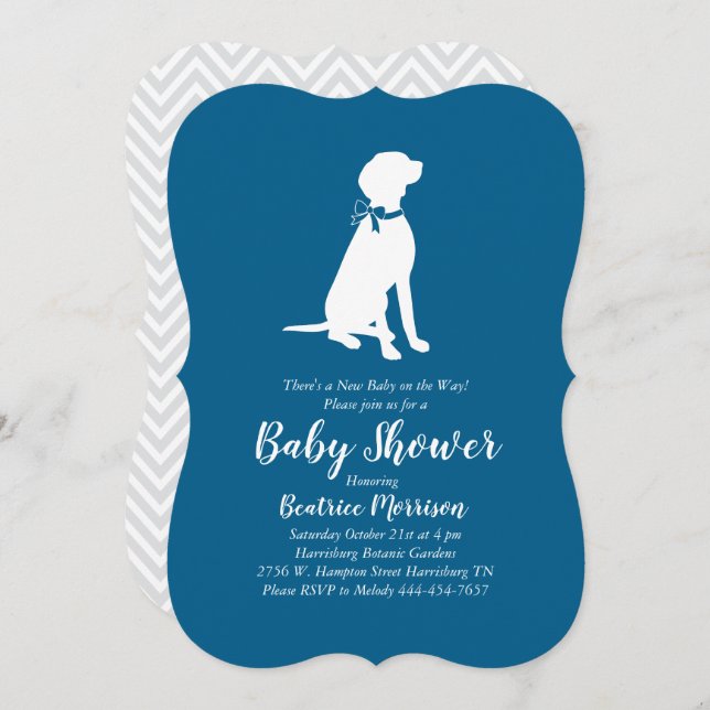 Vizsla Dog Baby Shower Boy Blue Invitation (Front/Back)